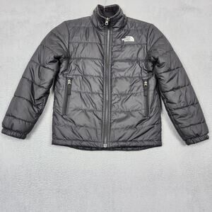 The North Face Reversible Jacket Boys 7/8 Gray Insulated Puffer Fleece NF0A4TJ4